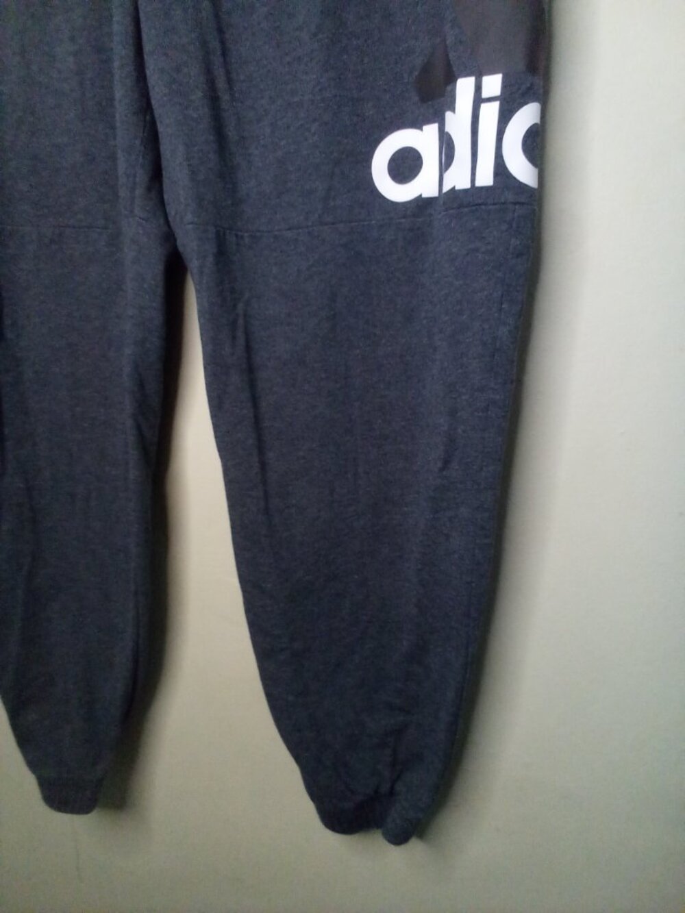 Adidas Jogger Pants Men XL Spellout Logo Elastic Gray - Picture 6 of 14